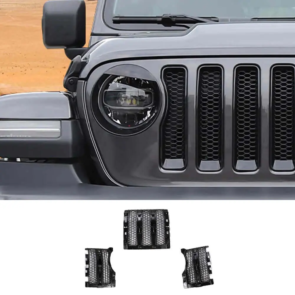 For 2018-2023 Jeep Wrangler JL JLU& Gladiator JT Front Grille Insert Mesh Cover Black