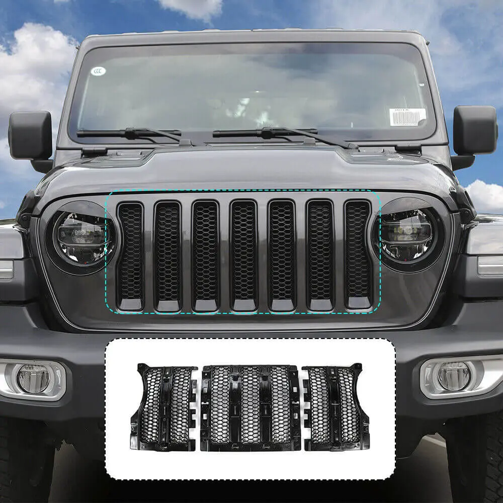 For 2018-2023 Jeep Wrangler JL JLU& Gladiator JT Front Grille Insert Mesh Cover Black - Image 2
