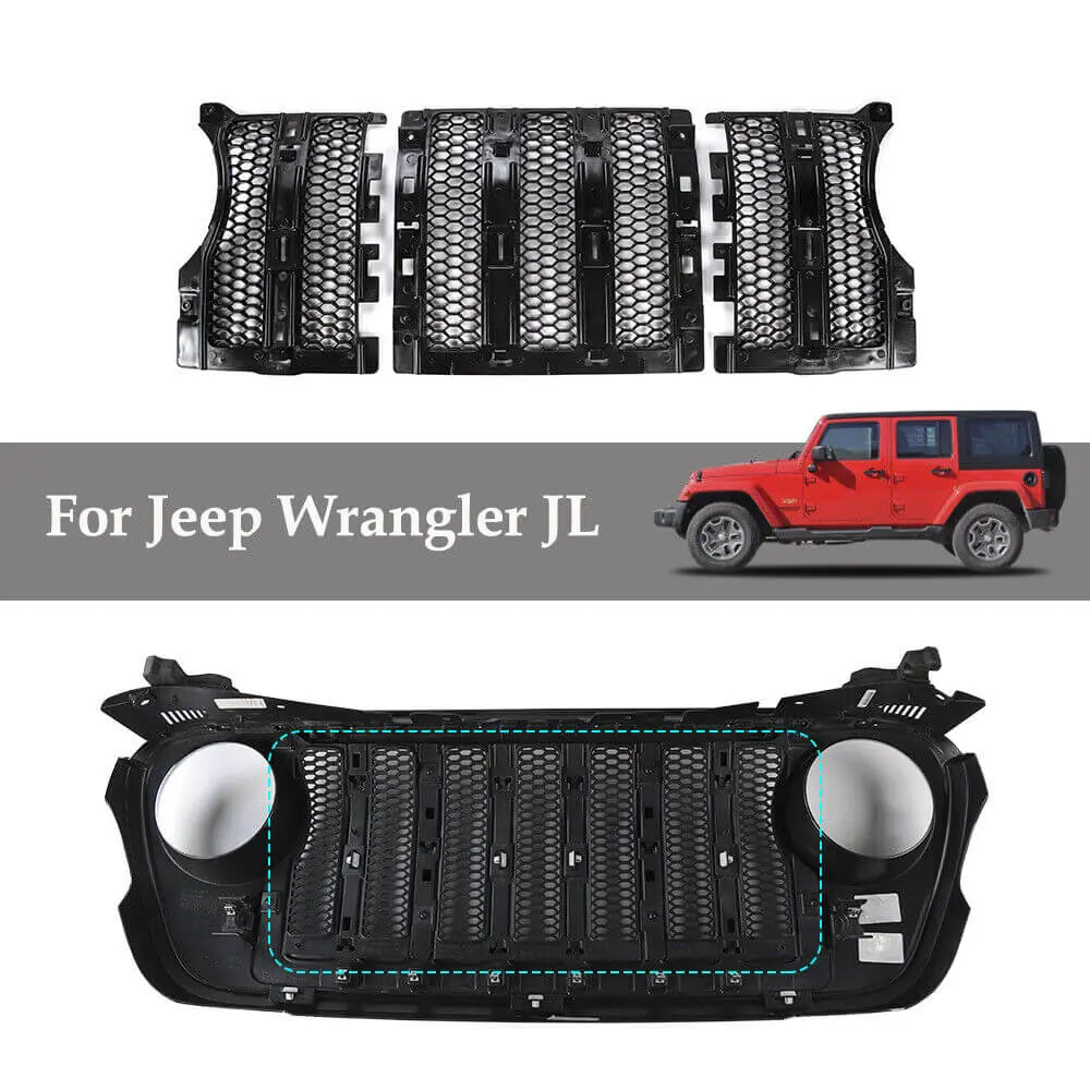 For 2018-2023 Jeep Wrangler JL JLU& Gladiator JT Front Grille Insert Mesh Cover Black - Image 4