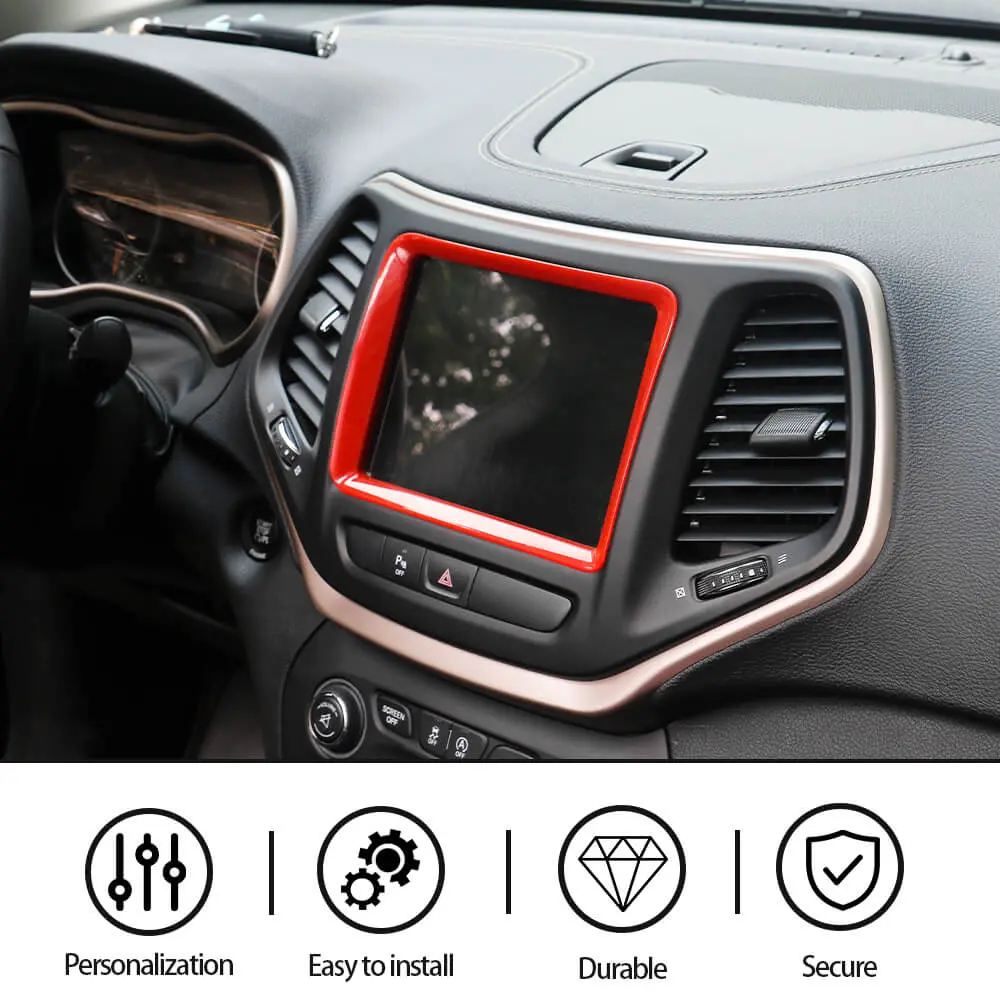 For 2014-2018 Jeep Cherokee Interior Navigation GPS Touch Screen Panel Frame Trim - Image 4