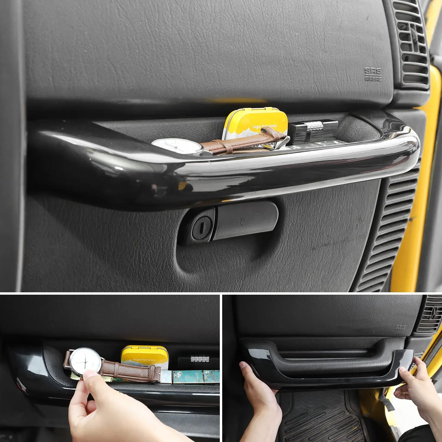 For 1997-2006 Jeep Wrangler TJ Interior Passenger Organizer Box Grab Tray Co-Pilot Handle Trim Cover - Image 4