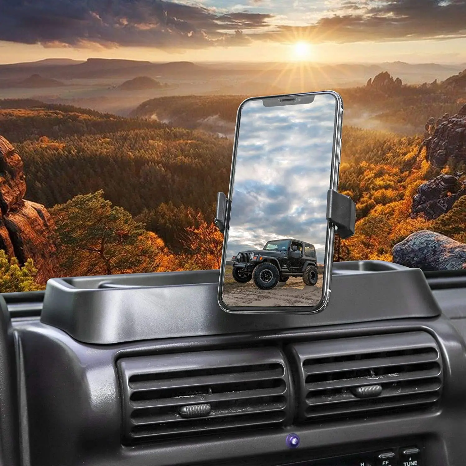 For 1997-2006 Jeep Wrangler TJ Dash Mount Storage Tray Phone Holder Bracket - Image 6