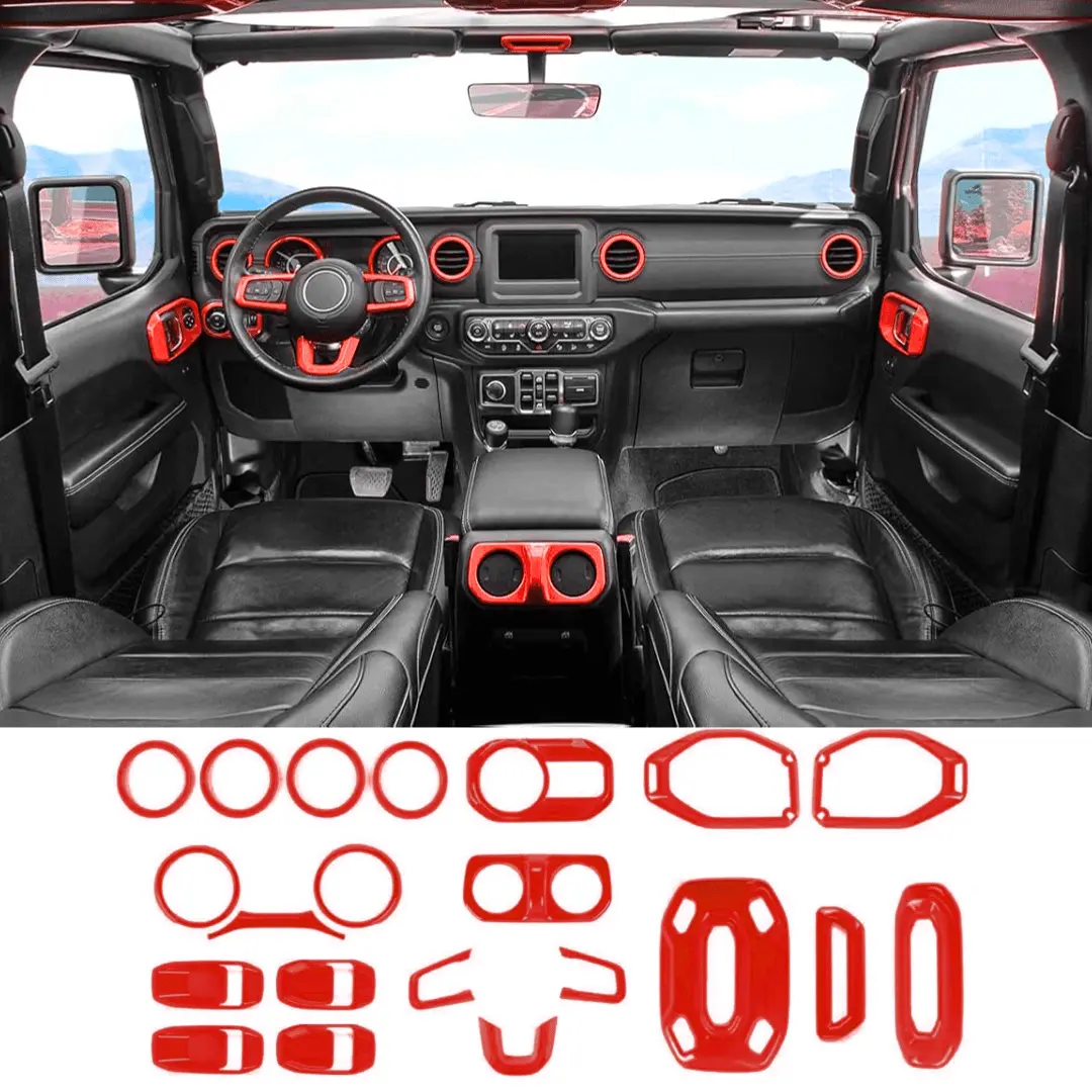 For 2018-2023 Jeep Wrangler JL JLU & Gladiator JT 4-Door – 21PCS Full Interior Trim Cover Kit Set - Image 7