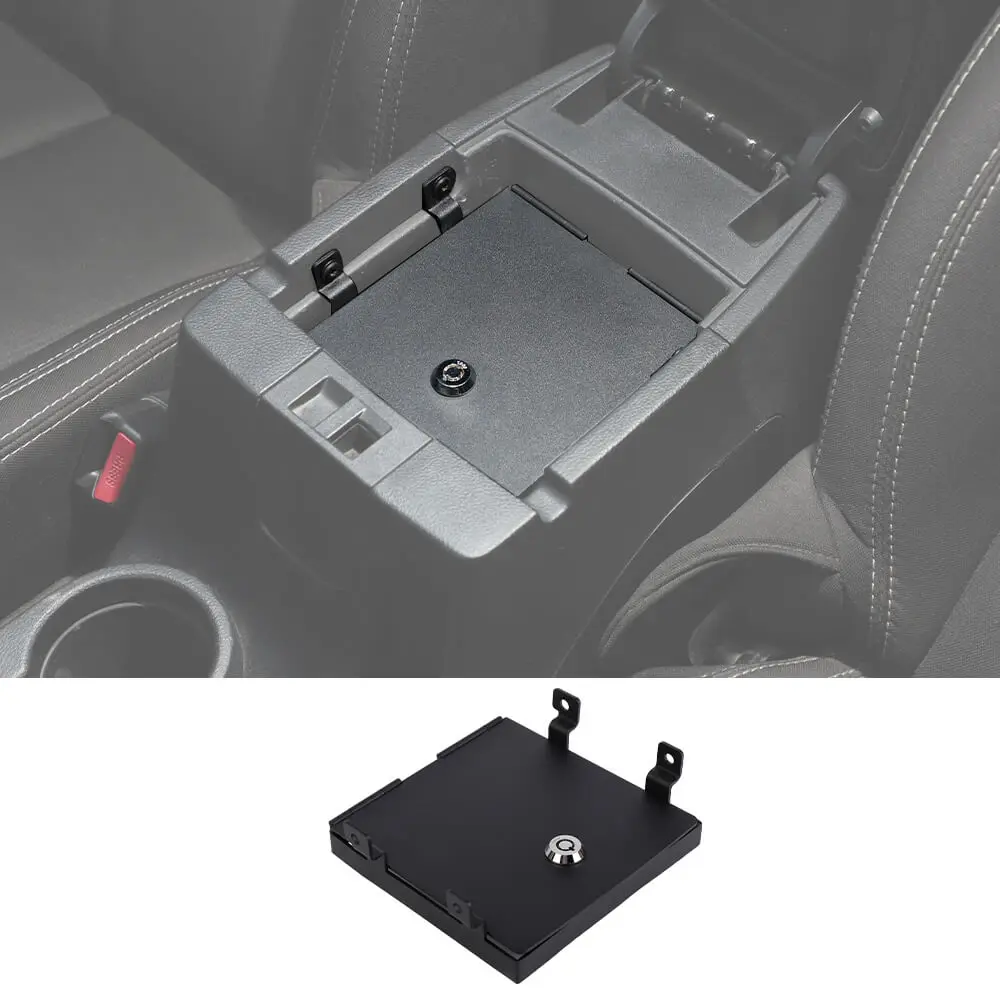 For 2011-2018 Jeep Wrangler JK Iron Center Console Armrest Box Safety Panel Cover Storage Case Lid with Lock Kit