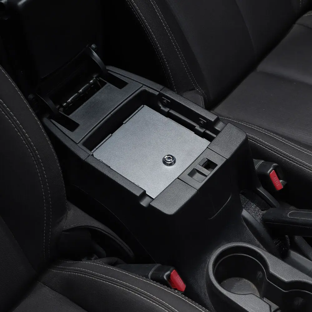 For 2011-2018 Jeep Wrangler JK Iron Center Console Armrest Box Safety Panel Cover Storage Case Lid with Lock Kit - Image 3