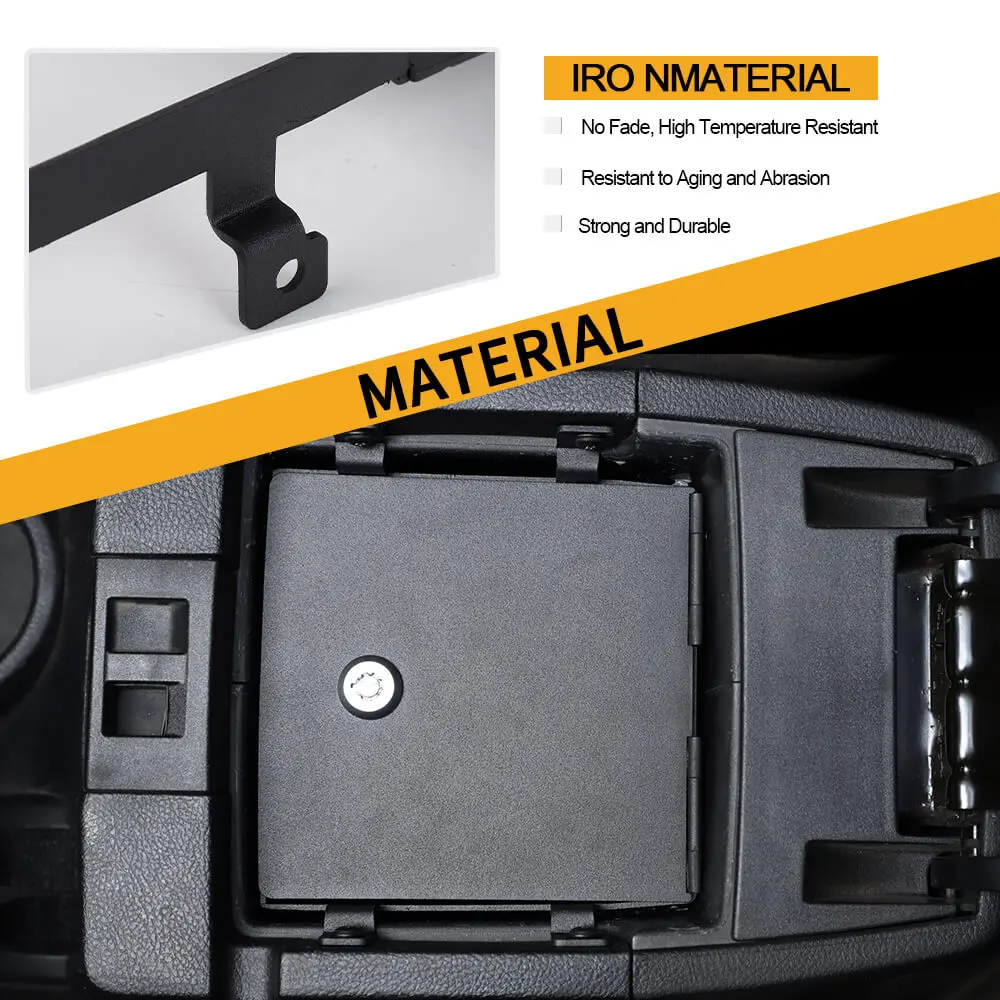 For 2011-2018 Jeep Wrangler JK Iron Center Console Armrest Box Safety Panel Cover Storage Case Lid with Lock Kit - Image 6