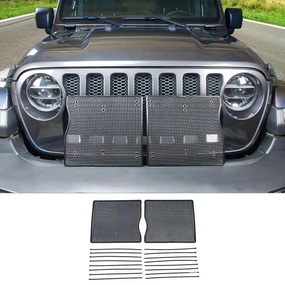 For 2018+ Jeep Wrangler JL JLU & Gladiator JT Iron Front Grille Insect Nets Mesh Cover