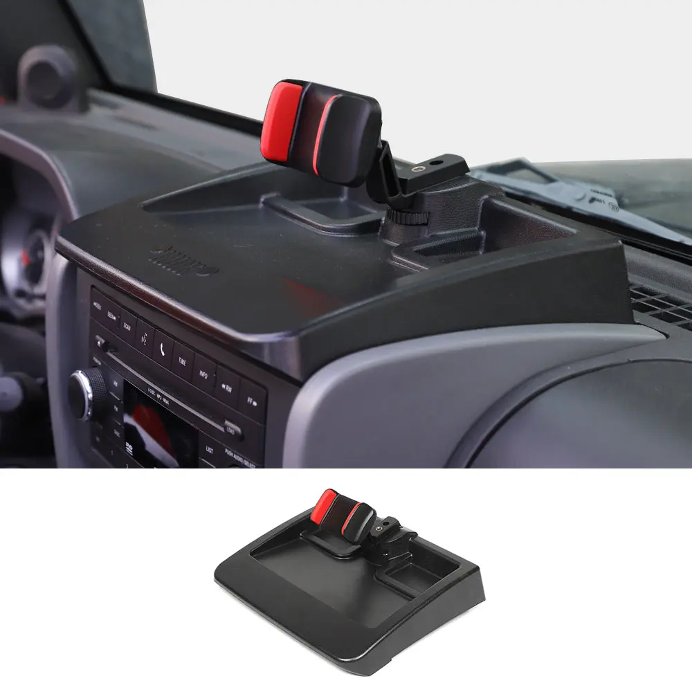 For 2007-2010 Jeep Wrangler JK JKU Dash Multi-Mount Phone Holder With Storage Tray