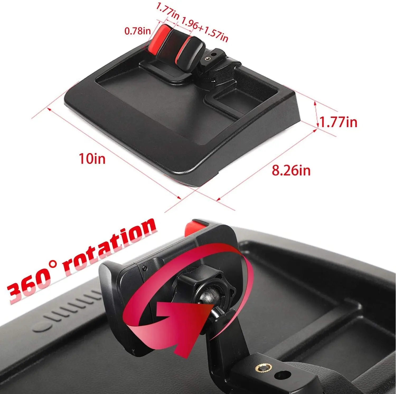 For 2007-2010 Jeep Wrangler JK JKU Dash Multi-Mount Phone Holder With Storage Tray - Image 4
