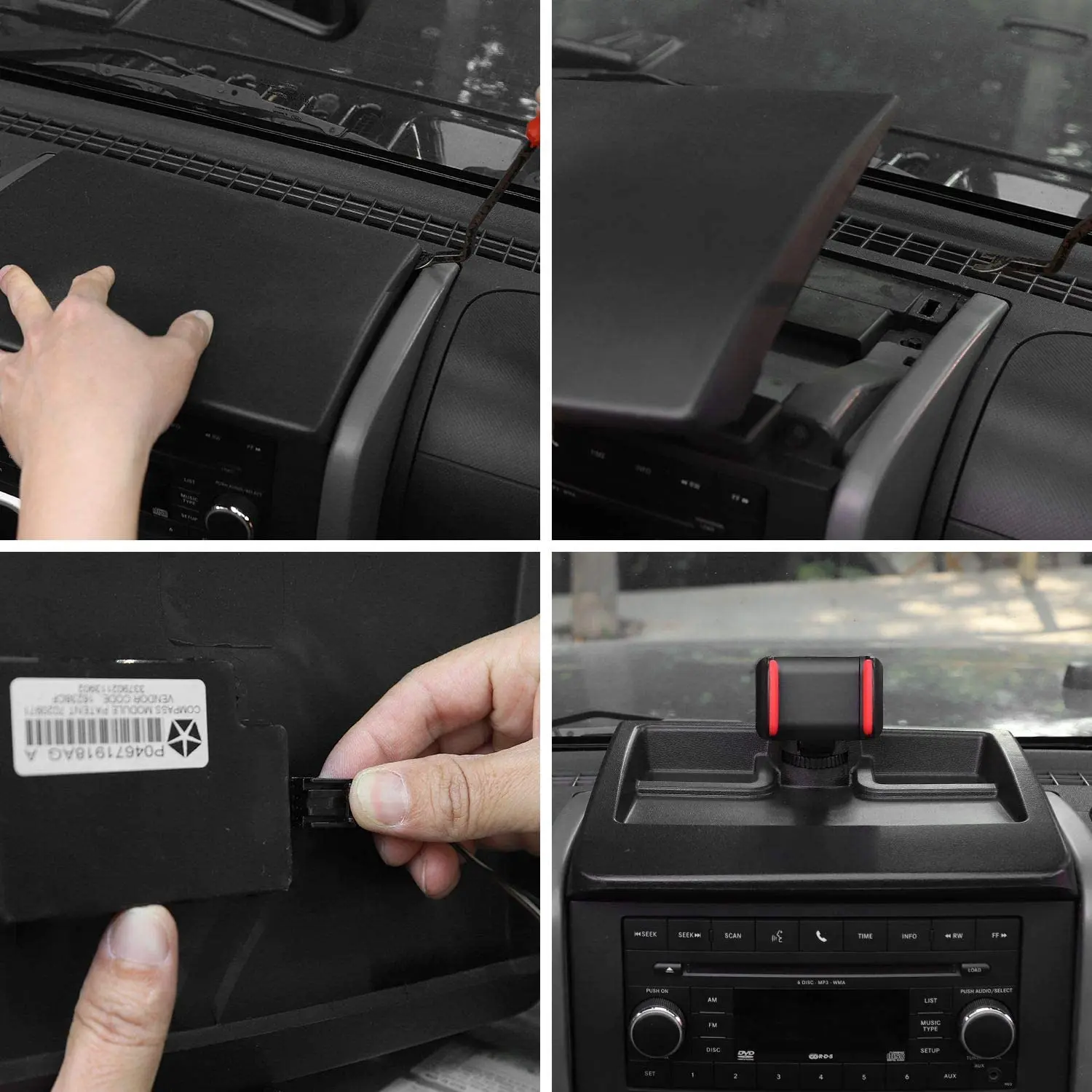 For 2007-2010 Jeep Wrangler JK JKU Dash Multi-Mount Phone Holder With Storage Tray - Image 7
