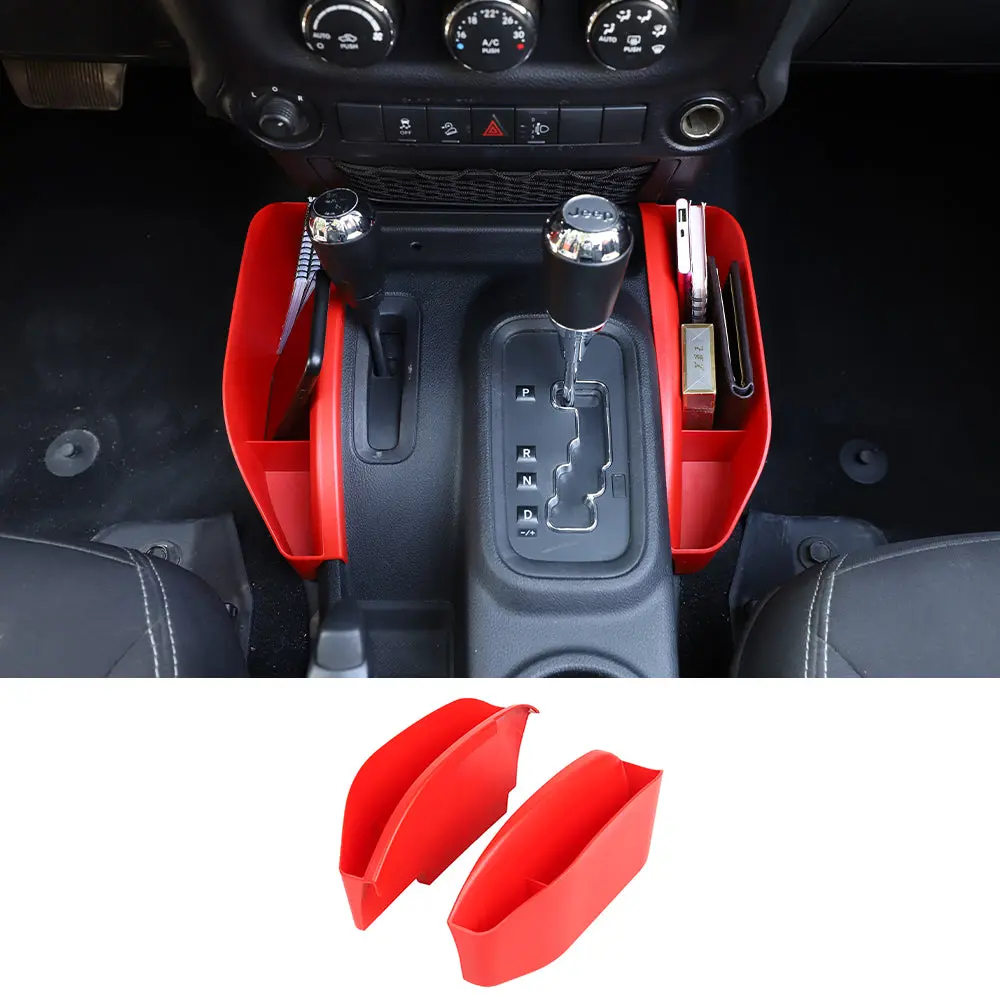 For 2011-2018 Jeep Wrangler JK JKU Gear Shift Storage Box Center Console Auto Organizer Tray Red