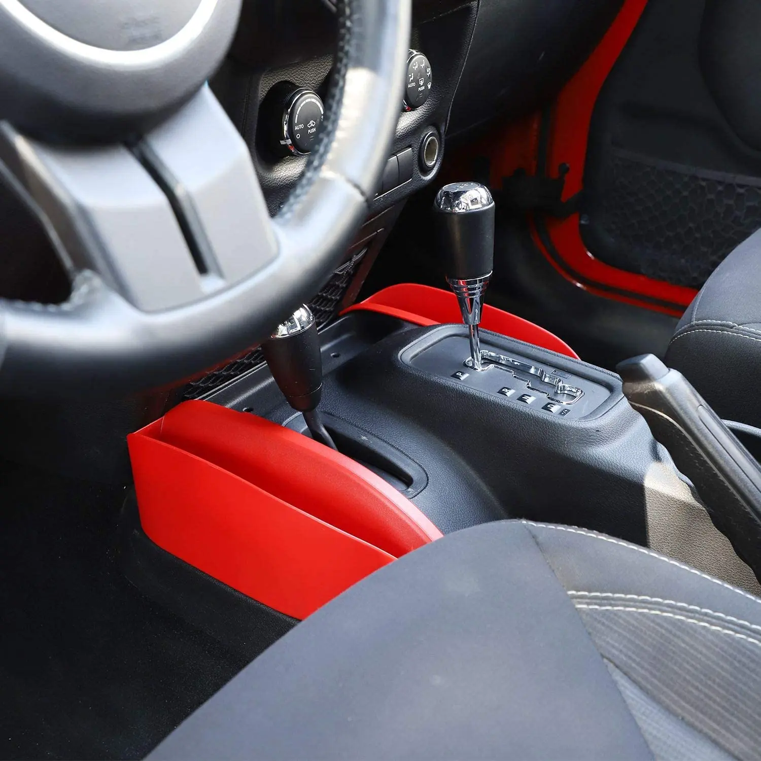 For 2011-2018 Jeep Wrangler JK JKU Gear Shift Storage Box Center Console Auto Organizer Tray Red - Image 6