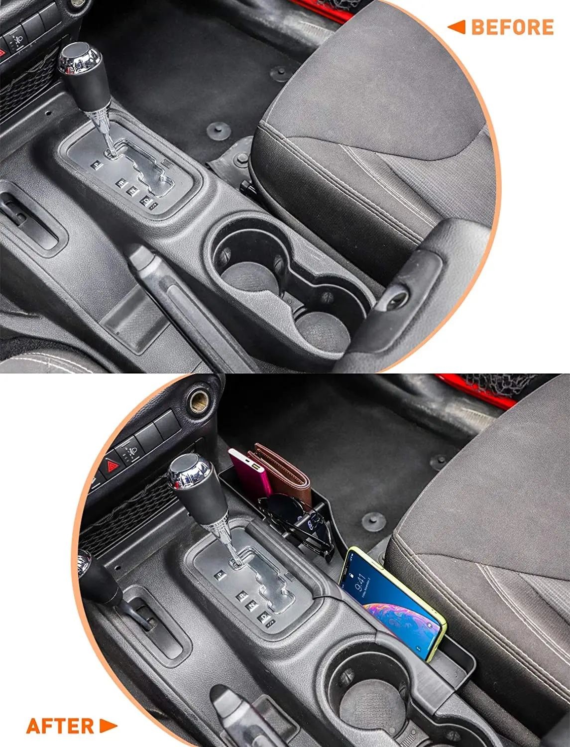 For 2011-2018 Jeep Wrangler JK JKU Gear Shift Center Console Side Storage Box Passenger Side Organizer Tray - Image 3