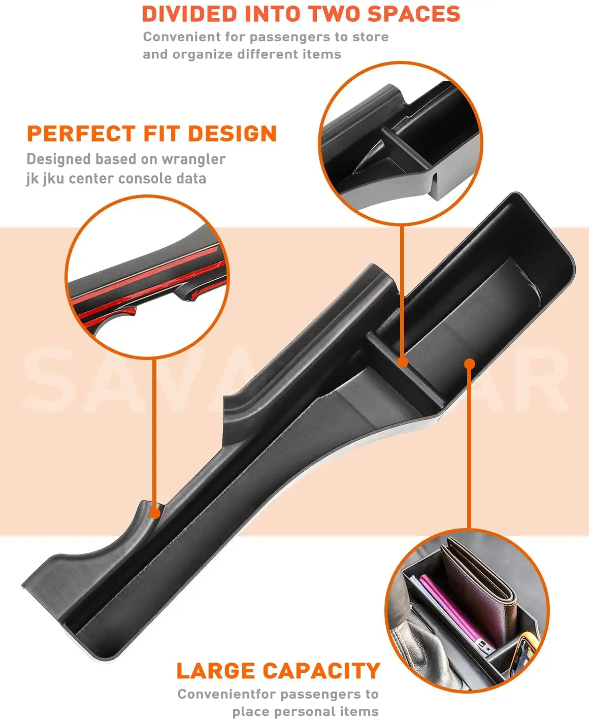 For 2011-2018 Jeep Wrangler JK JKU Gear Shift Center Console Side Storage Box Passenger Side Organizer Tray - Image 5