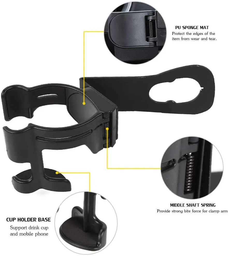 For 2012-2018 Jeep Wrangler JK JKU Multi-Function Drink Cup Phone Holder, 2 in 1 Bolt-on Stand Bracket Organizer - Image 3