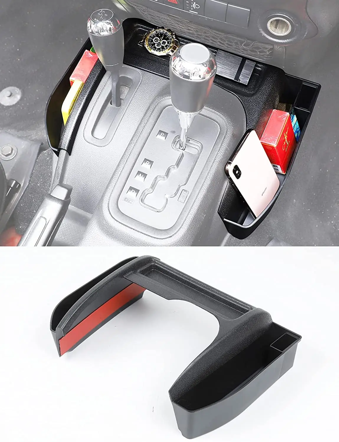 For 2011-2018 Jeep Wrangler JK JKU Gear Shift Center Console Storage Box Side Tray Organizer, Reserved USB Charger Extender Slot - Image 7