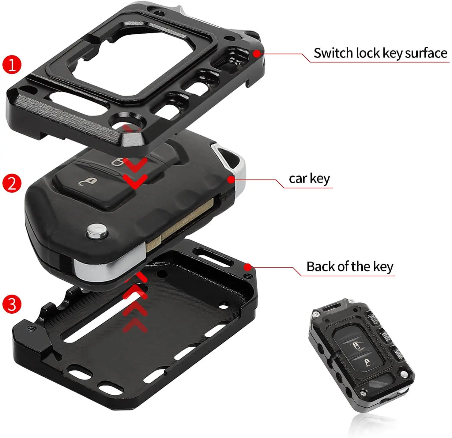 For 2018+ Jeep Wrangler JL JLU Gladiator JT Key Fob Cover Case Trim Shell - Image 4