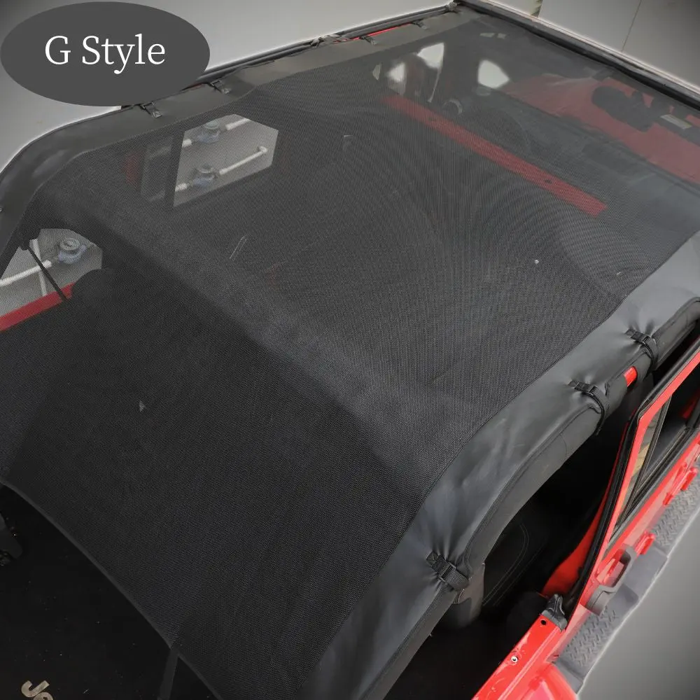 For 2007-2018 Jeep Wrangler JKU, 4 Doors Leather Soft Top Sunshade Mesh Full Length Mesh Sun Shade UV Blocker Mesh Screen Sunshade - Image 3