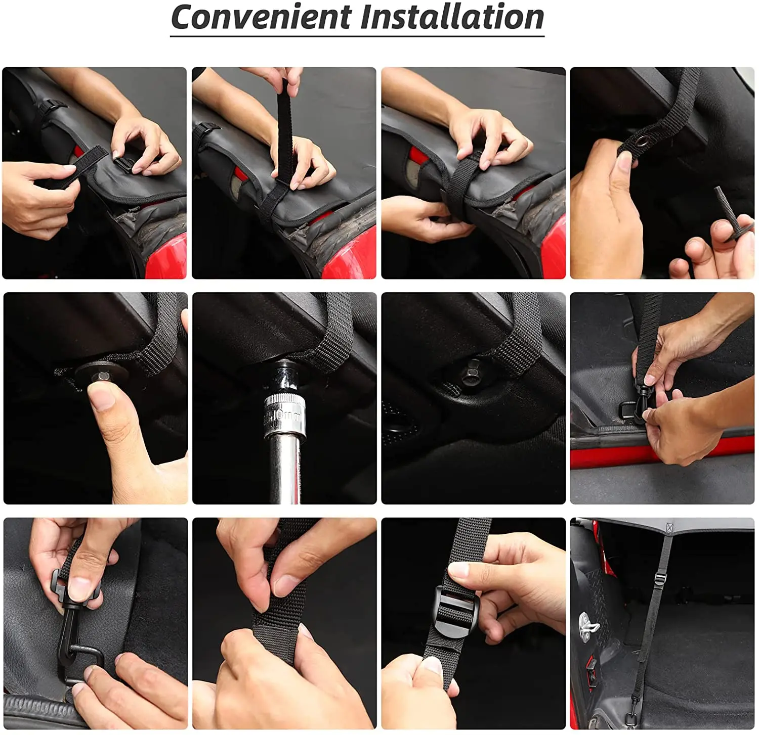 For 2007-2018 Jeep Wrangler JKU, 4 Doors Leather Soft Top Sunshade Mesh Full Length Mesh Sun Shade UV Blocker Mesh Screen Sunshade - Image 7