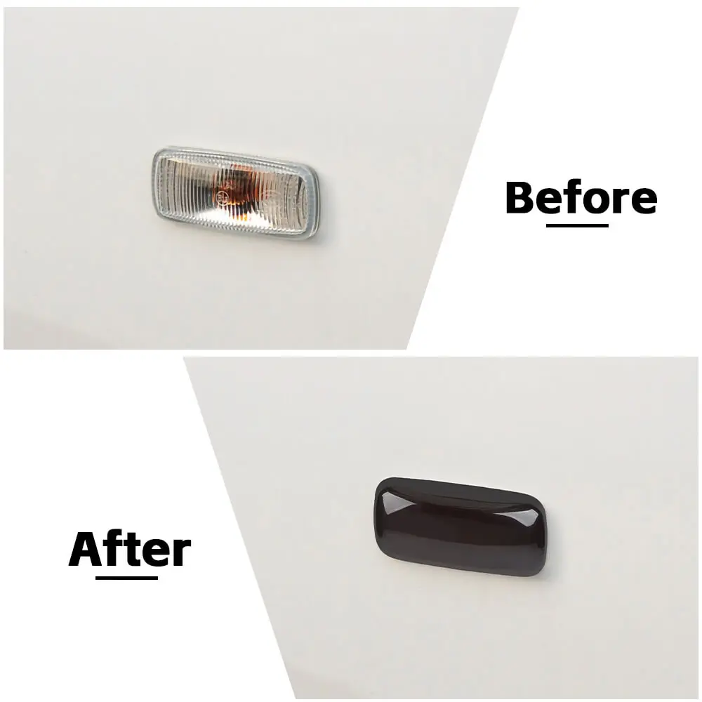 For Jeep 2011-2021 Grand Cherokee WK2 / 2008-2016 Compass/ Patriot LED Side Marker Smoked Turn Signal Lights Covers Trim Blackened - Image 2