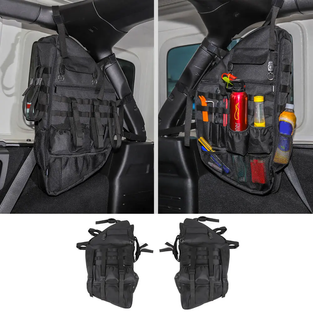 For 2018+ Jeep Wrangler JL JLU 4Door Left & Right Roll Cage Bar Storage Organizer Bag Pockets