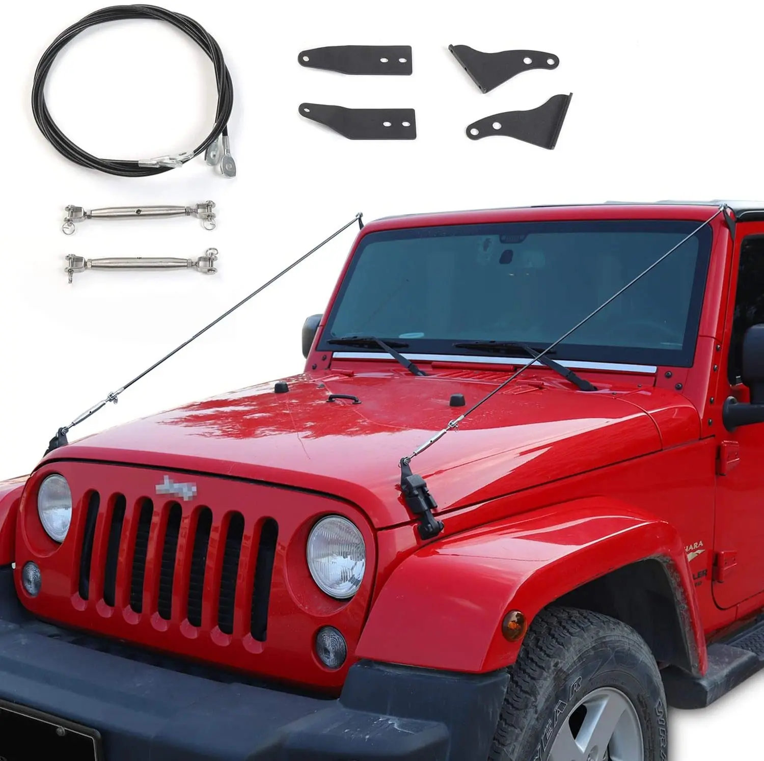 For 2007-2018 Jeep Wrangler JK JKU Hood Limb Risers Kit Sub-line Branches - Image 2