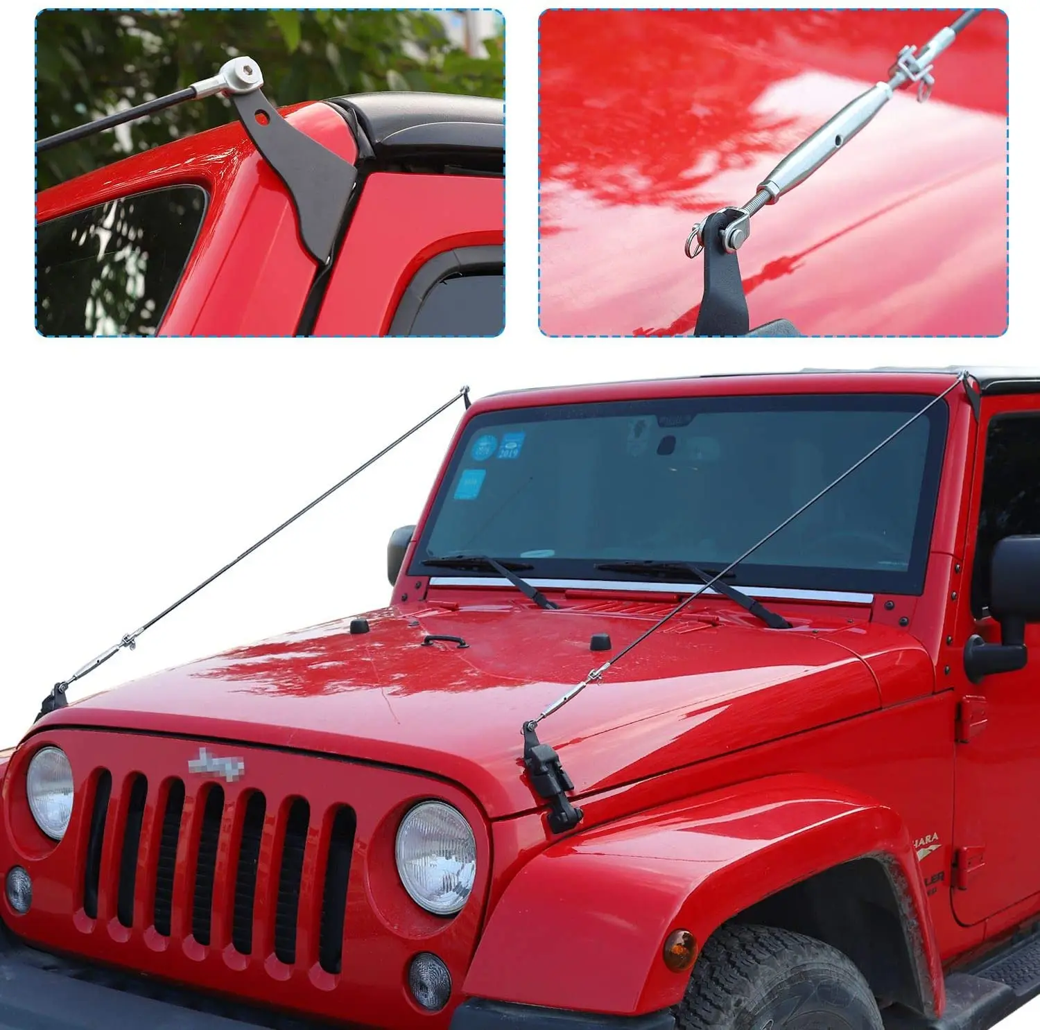 For 2007-2018 Jeep Wrangler JK JKU Hood Limb Risers Kit Sub-line Branches - Image 7