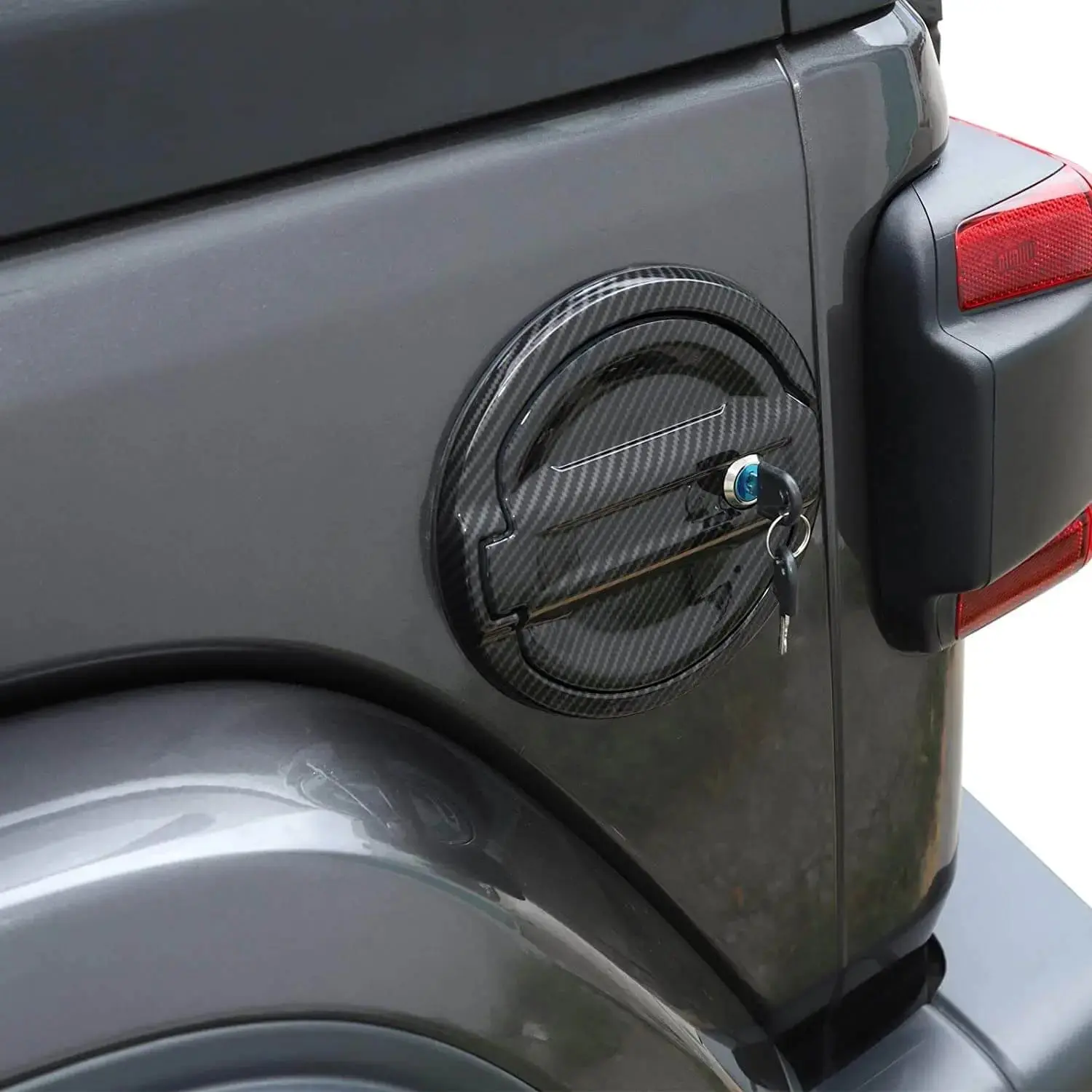 For 2018+ Jeep Wrangler JL JLU Locking Fuel Filler Cover Aluminum Gas Tank Carbon Fiber Texture NOT FIT 4XE - Image 3