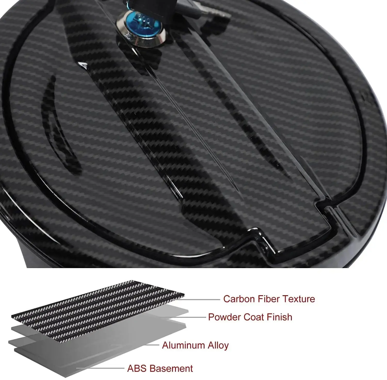 For 2018+ Jeep Wrangler JL JLU Locking Fuel Filler Cover Aluminum Gas Tank Carbon Fiber Texture NOT FIT 4XE - Image 5