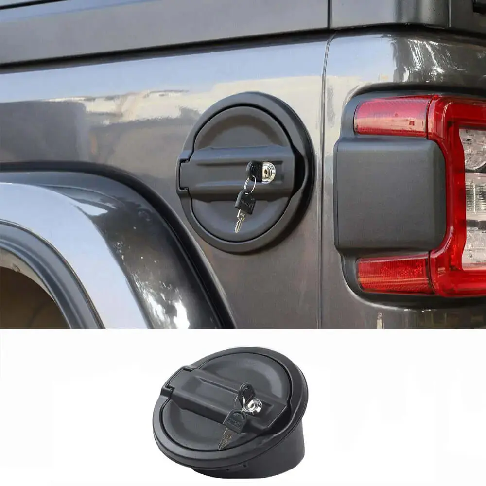 For 2018+ Jeep Wrangler JL JLU Locking Fuel Filler Cover Aluminum Gas Tank Carbon Fiber Texture NOT FIT 4XE - Image 8