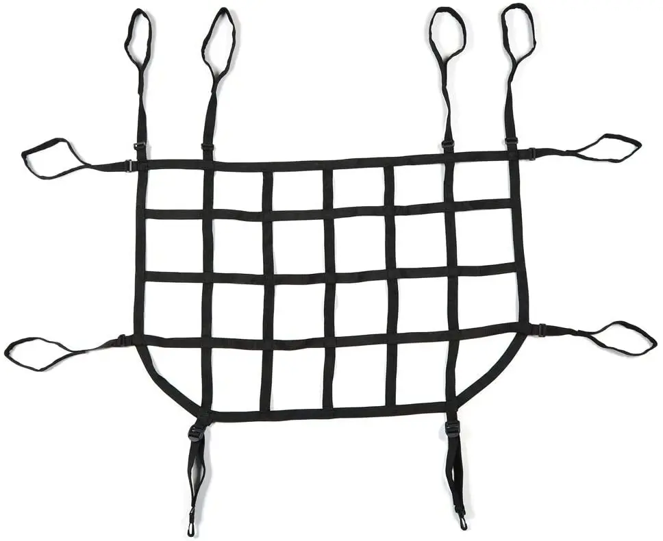 For 2007-2018 Jeep Wrangler JKU 4 Door Mesh Cargo Trunk Side Back Net Restraint Protective Roof Top Baggage Black - Image 5