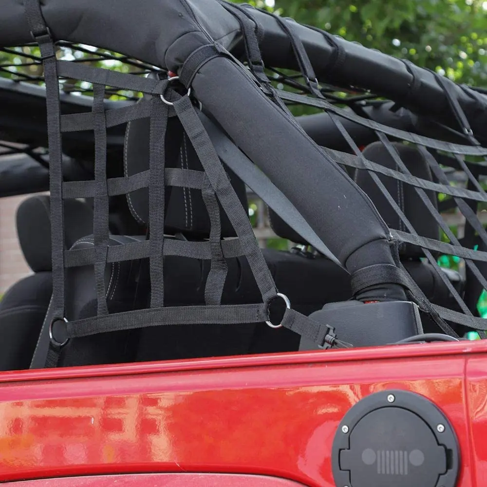 For 2018+ Jeep Wrangler JLU 4 Door Mesh Cargo Side Net Trunk Restraint Protective Baggage - Image 3