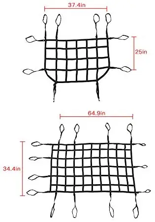 For 2018+ Jeep Wrangler JLU 4 Door Mesh Roof Top Net Restraint Protective Cargo Net Trunk Net 4 pcs - Image 7