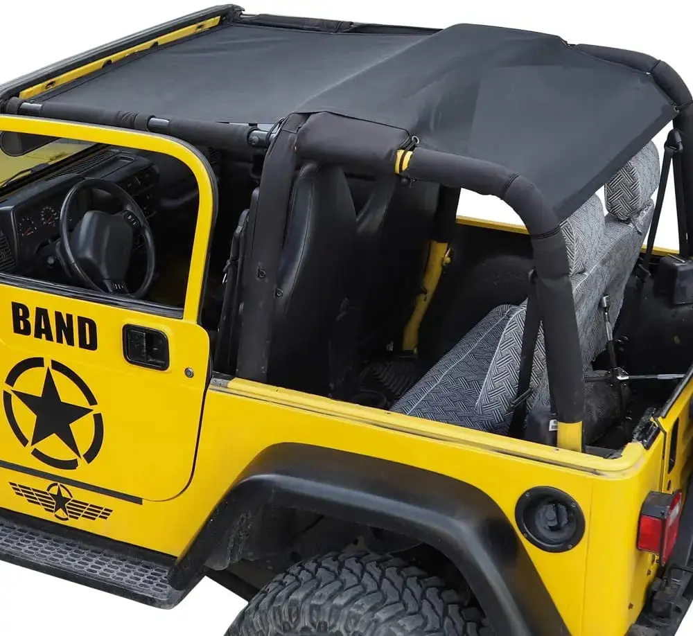 For 1997-2006 Jeep Wrangler TJ Top Front & Rear Sunshade Mesh Cover Shade Bikini UV Protection - Image 4