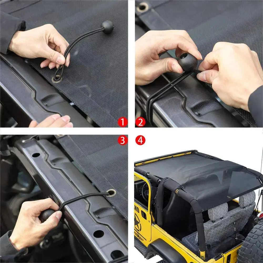 For 1997-2006 Jeep Wrangler TJ Top Front & Rear Sunshade Mesh Cover Shade Bikini UV Protection - Image 7