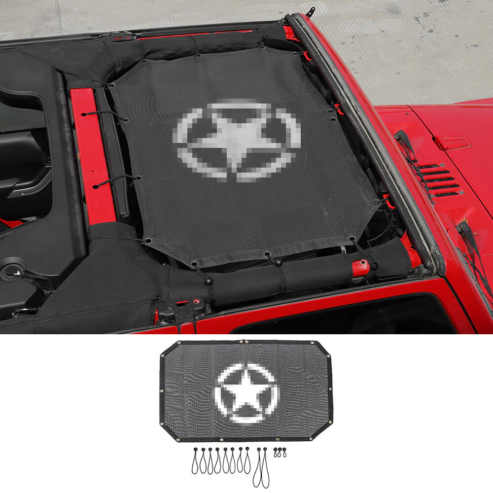 For 2007-2018 Jeep Wrangler JK JKU Half-Length Mesh Bikini Top Sunshade – UV Protection Soft Roof Cover