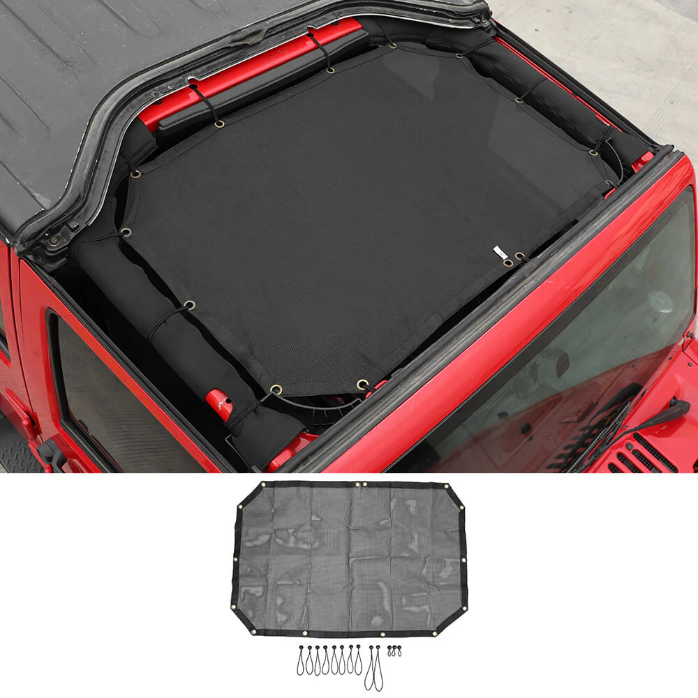 For 2007-2018 Jeep Wrangler JK JKU Half-Length Mesh Bikini Top Sunshade – UV Protection Soft Roof Cover - Image 15