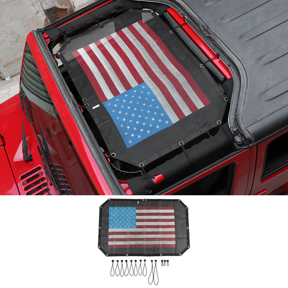 For 2007-2018 Jeep Wrangler JK JKU Half-Length Mesh Bikini Top Sunshade – UV Protection Soft Roof Cover - Image 2