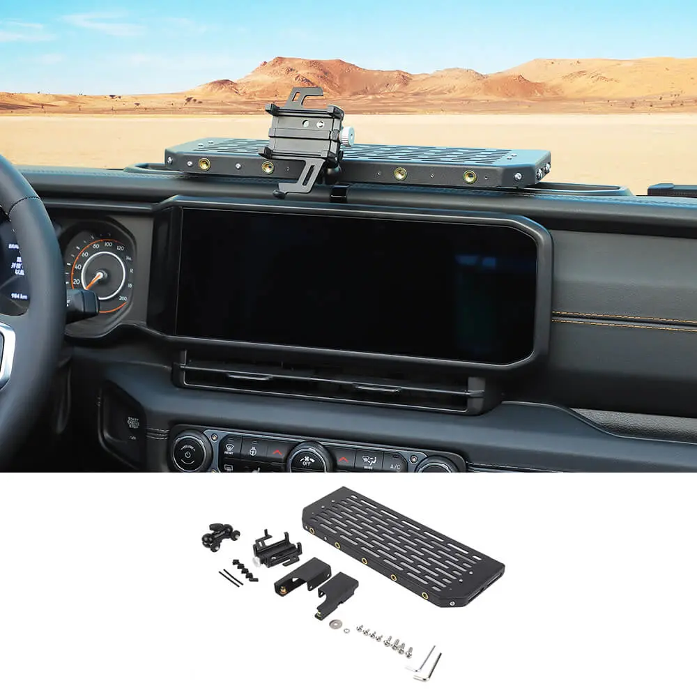 For 2024+ Jeep Wrangler JL & Gladiator JT Metal Center Console Expands Mobile Phone Holder