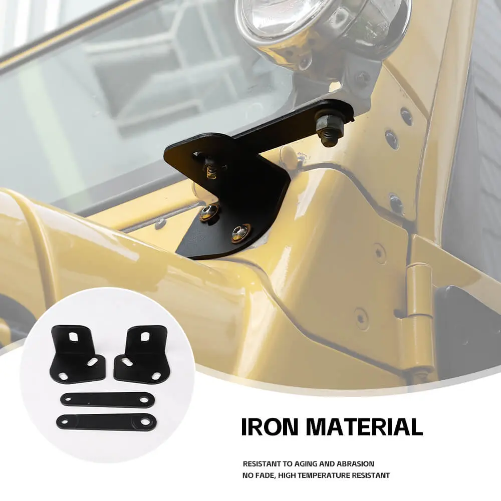For 1997+ Jeep Wrangler TJ JK Front LED Light A-Pillar Mount Brackets Kits Metal - Image 5