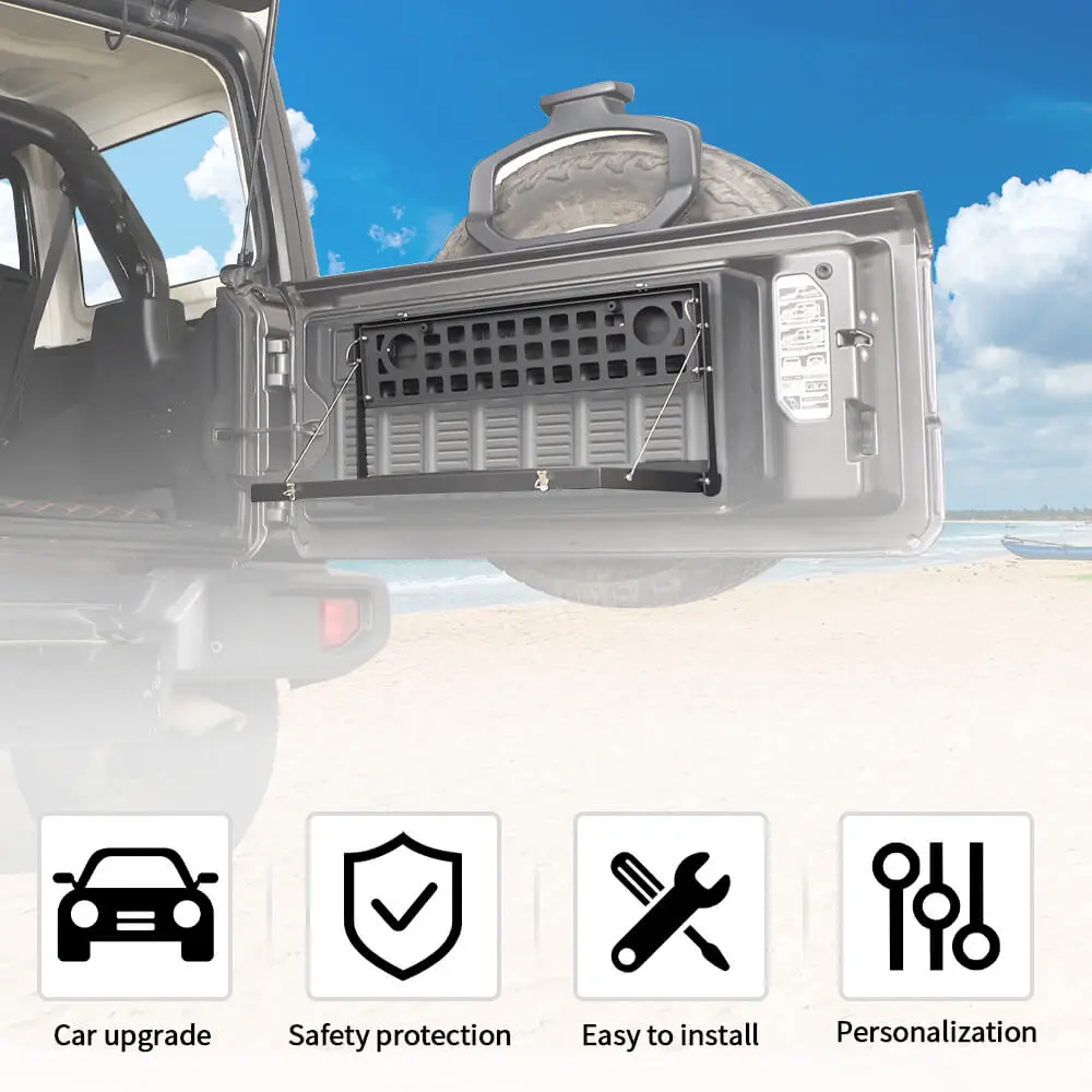 For 2018+ Jeep Wrangler JL JLU Metal Rear Door Tailgate Table Shelf Storage Rack - Image 6