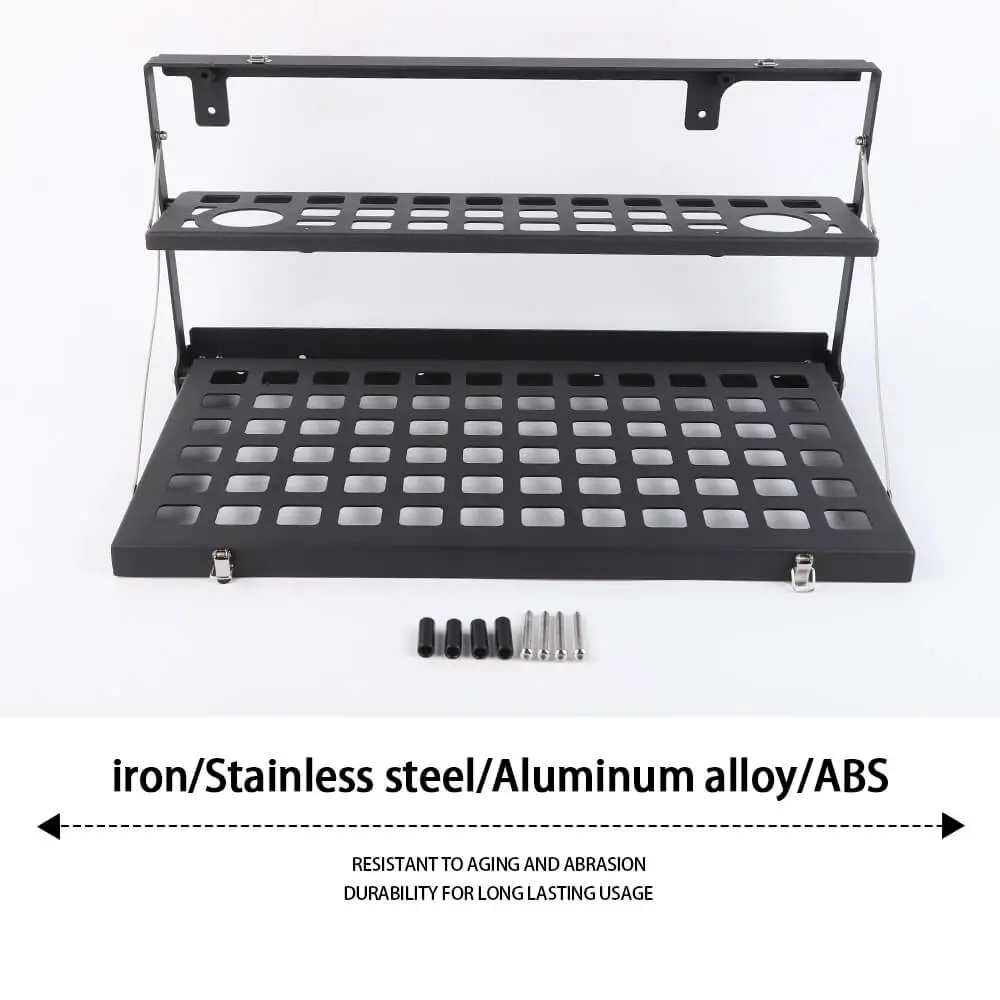 For 2018+ Jeep Wrangler JL JLU Metal Rear Door Tailgate Table Shelf Storage Rack - Image 7