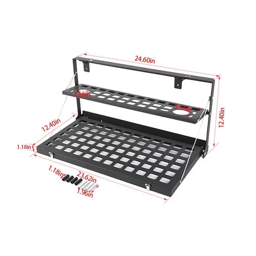 For 2018+ Jeep Wrangler JL JLU Metal Rear Door Tailgate Table Shelf Storage Rack - Image 8