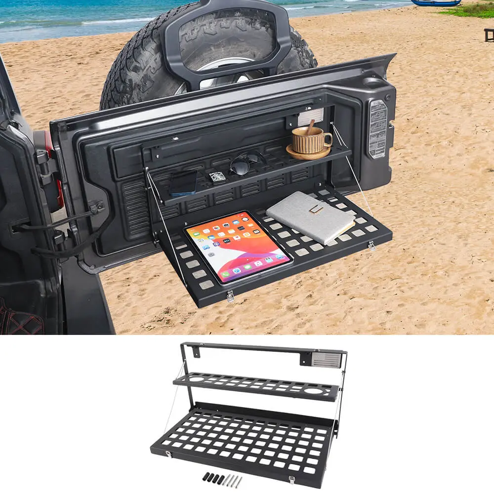 For 2018+ Jeep Wrangler JL JLU Metal Rear Door Tailgate Table Shelf Storage Rack - Image 9