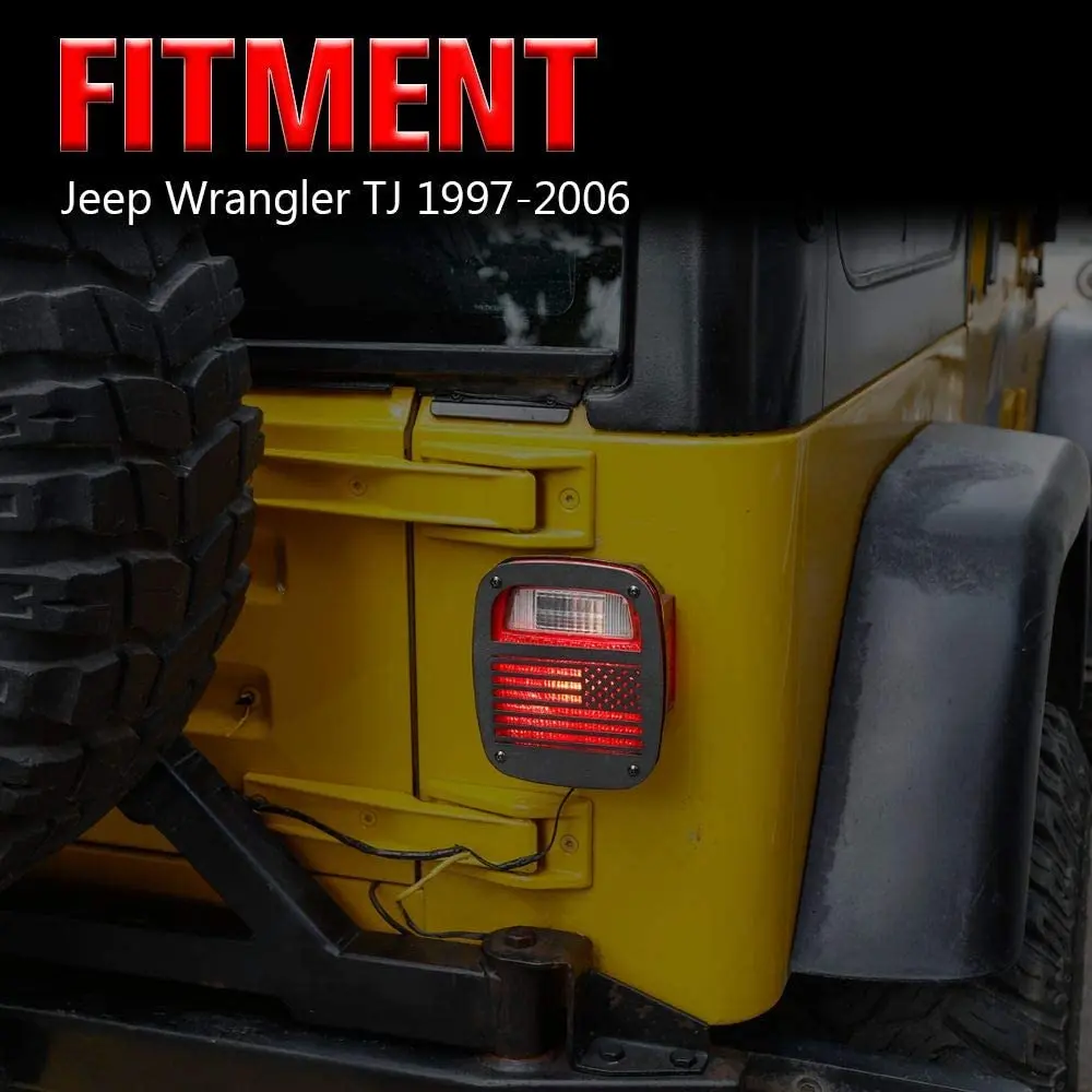 For 1996-2006 Jeep Wrangler TJ Metal Rear Taillights Guards (US Flag) - Image 5