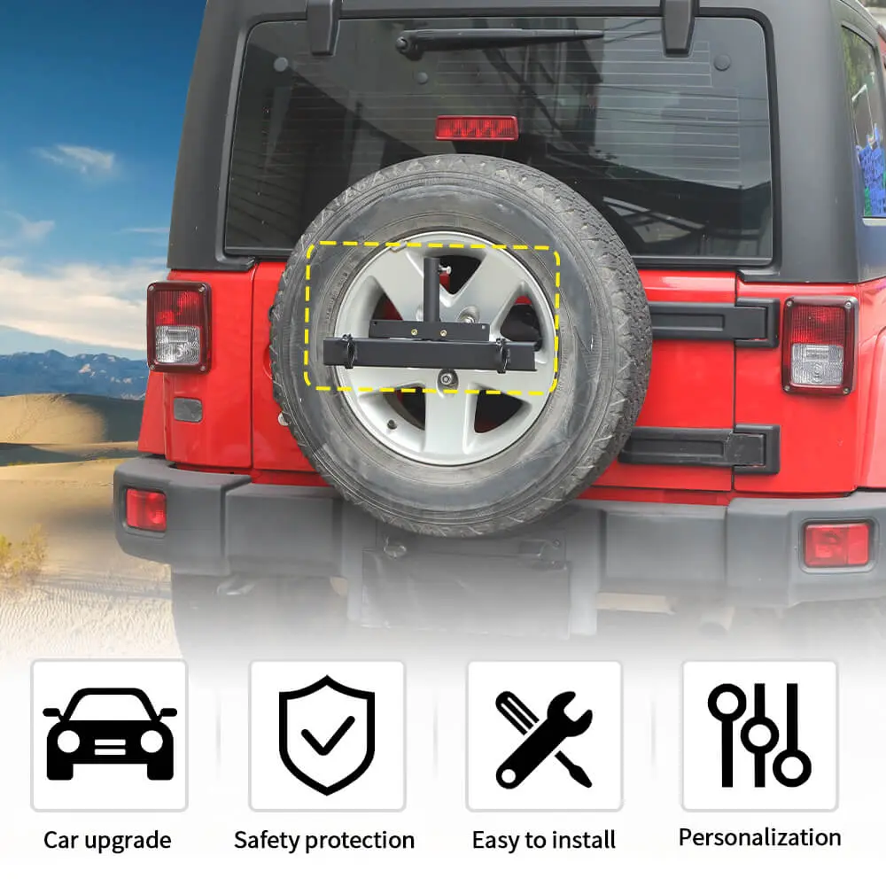 For Jeep Wrangler JK JKU Multi-function Spare Tire Flag Pole License Plate holder Mount - Image 6
