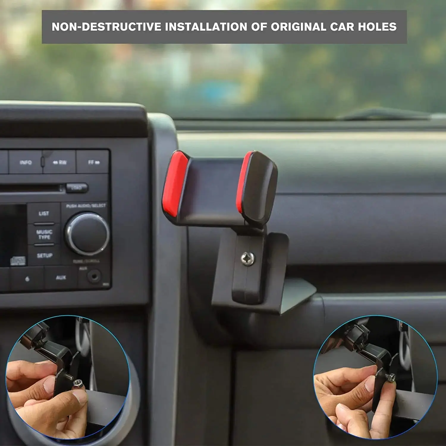 For 2007-2010 Jeep Wrangler JK JKU Multi-Functional JK Phone Holder, 2 in 1 Phone & Walkie Talkie Bracket - Image 7