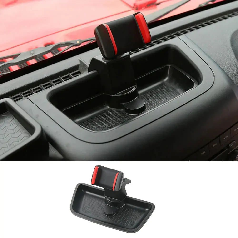 For 2012-2018 Jeep Wrangler JK JKU Dash Mount Phone Holder & Storage Tray Box