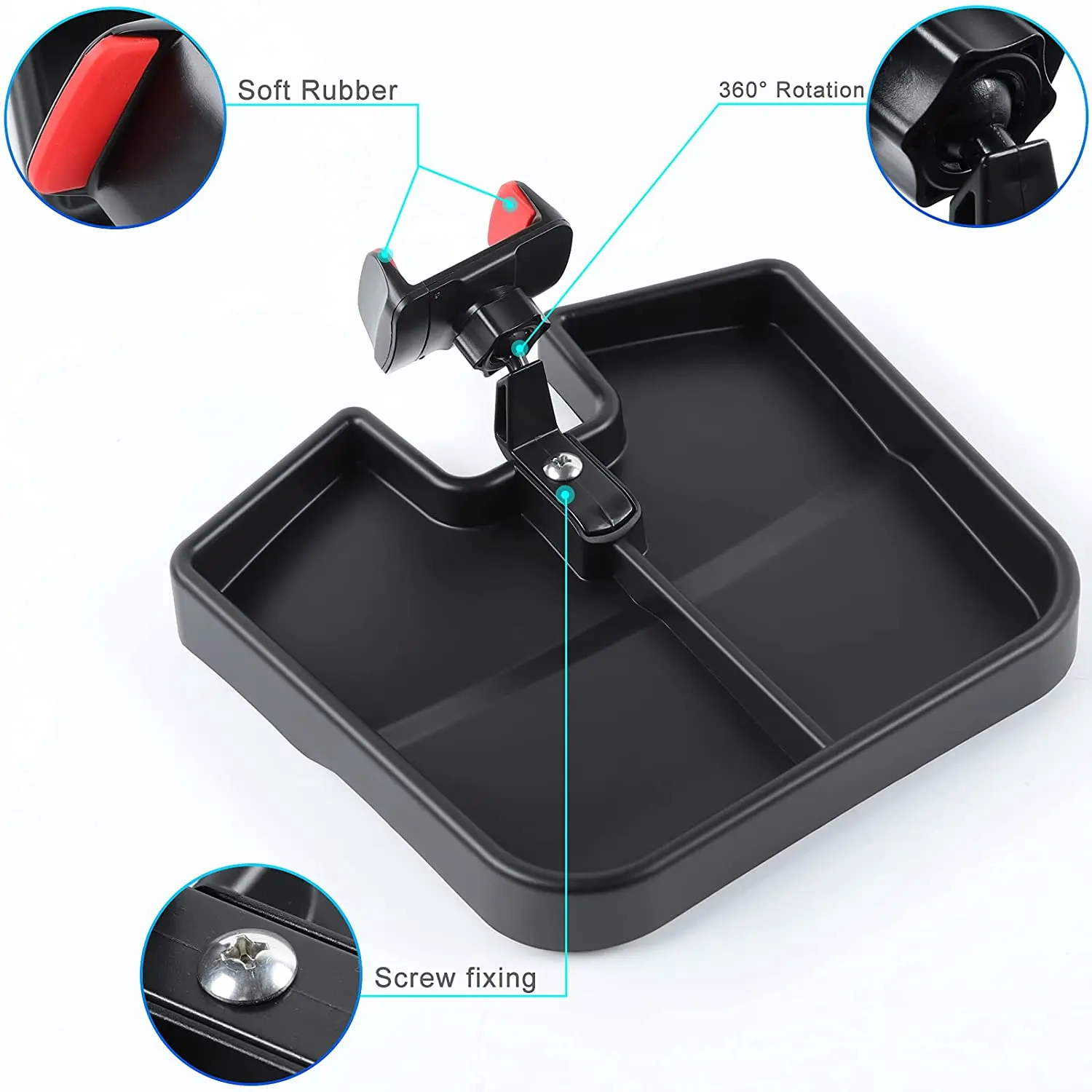 For 2015+ Jeep Renegade Dash Phone/Tablet PC Bracket Holder with Storage Tray - Image 3