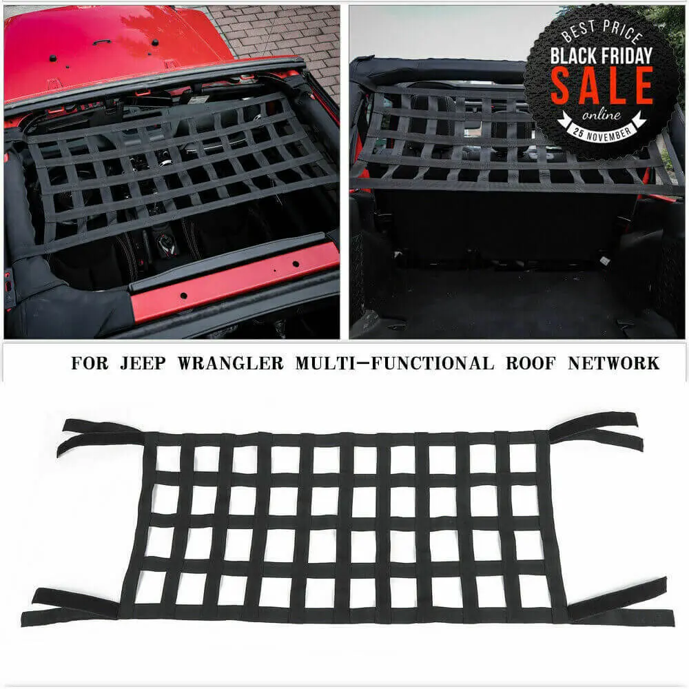 For Jeep Wrangler YJ TJ JK JL Multi-function Mesh Cargo Net Auto Roof Net Hammock - Image 3